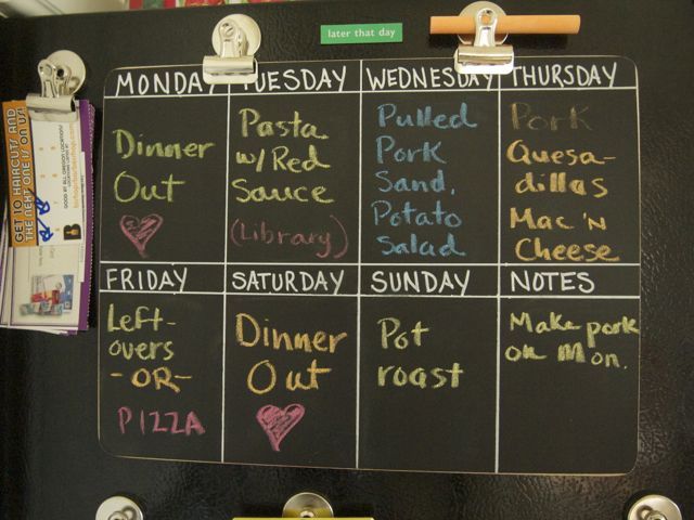 Meal planning board